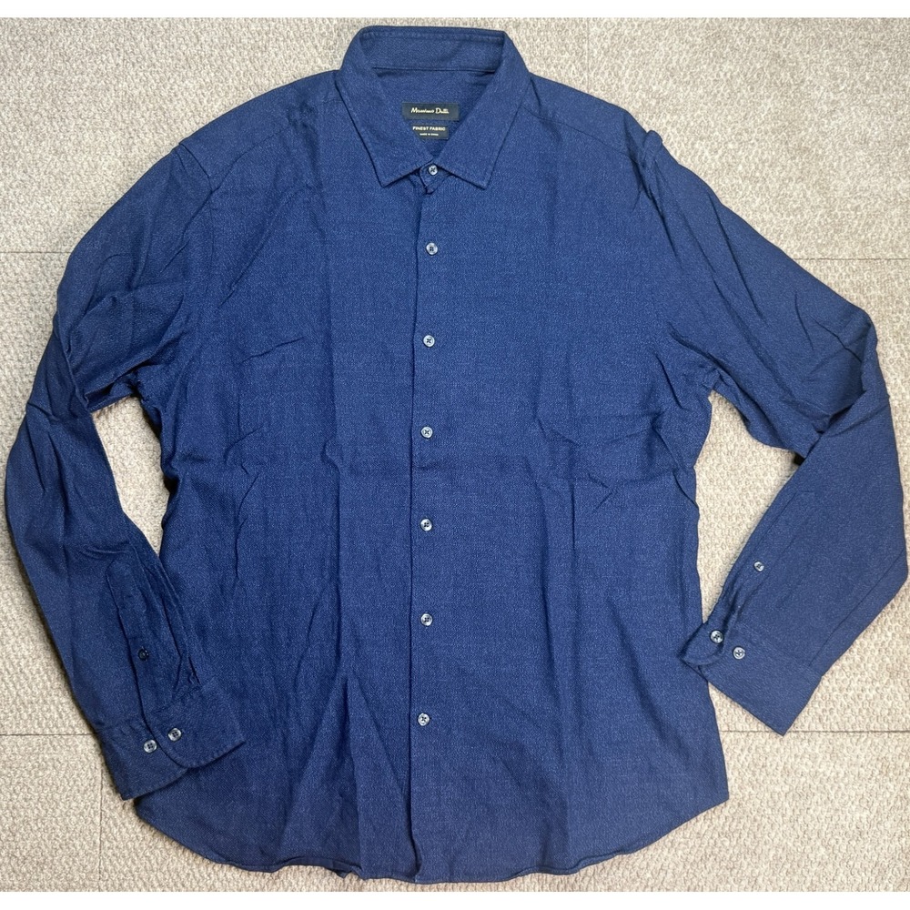 Massimo Dutti Men's Blue Button‎ Up Long Sleeve Dress Shirt Size XXL